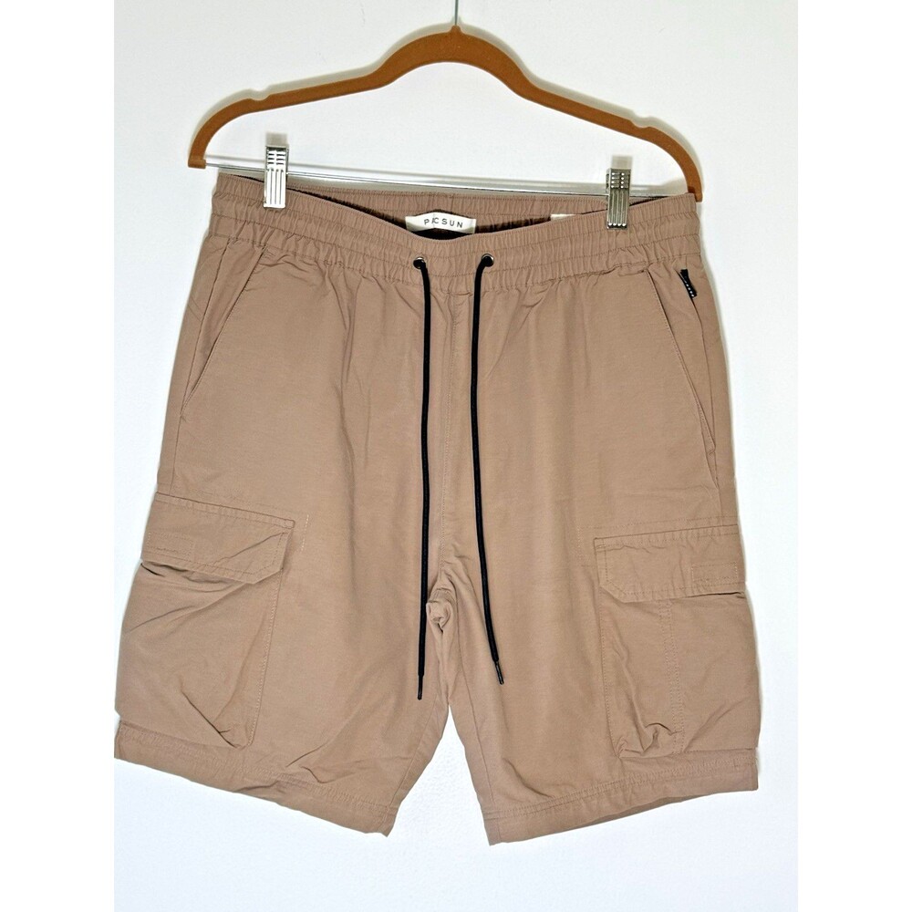PacSun Mens Cargo Shorts Medium Beige Relaxed Fit Stretch Cotton Utility Summer